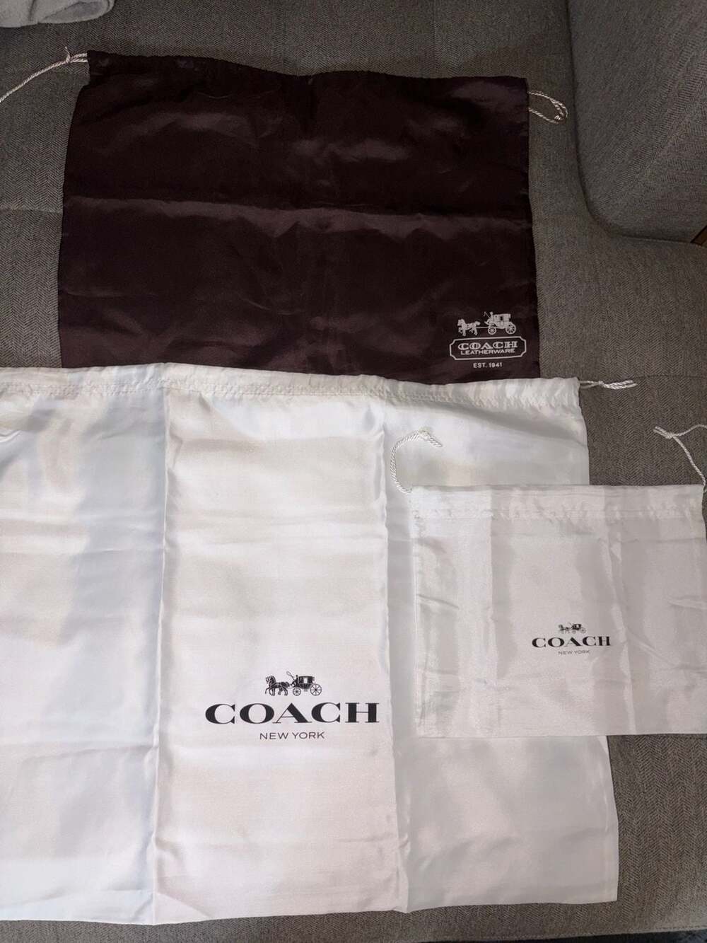 Set of 3 Authentic Coach Dust Bags